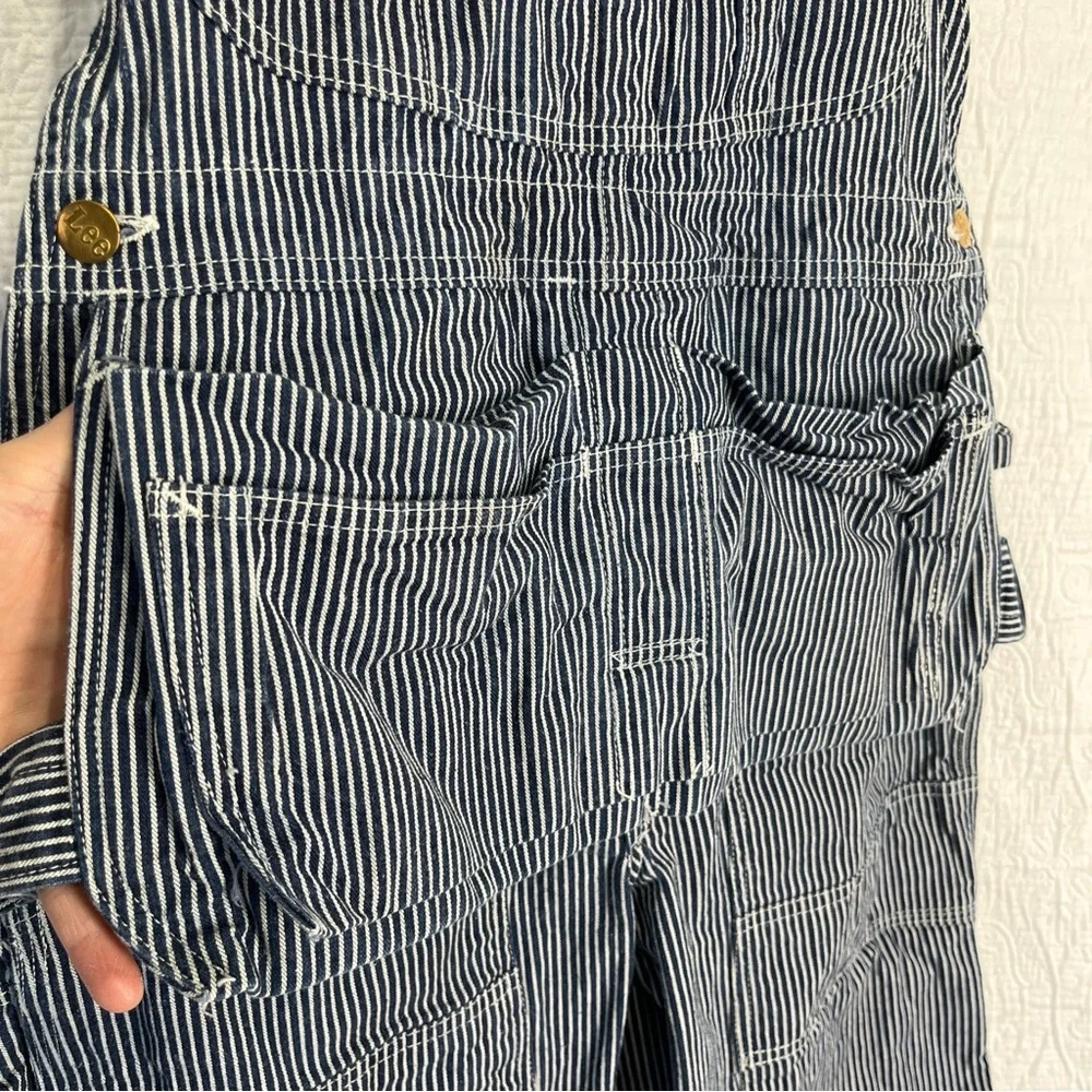 Vintage Lee Hickory Stripe Overalls 30x30 Carpenter Sanforized Union Made USA